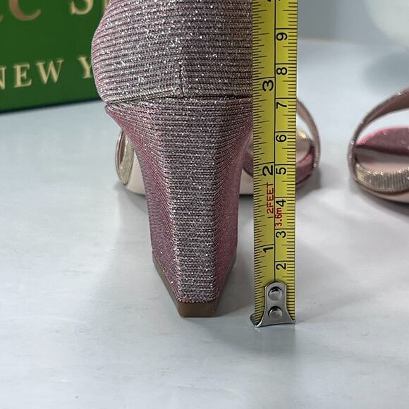 Kate Spade Susane Glitter Block Heel Sandals Pink Lurex S733001 Women's 6M NWB - Picture 8 of 12